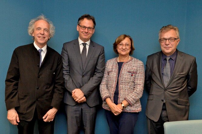 <em>Mr. Alain Beretz, President of the University of Strasbourg, Mr. Christophe Geiger, Director General of CEIPI, Mrs. Gabriella Battaini-Dragoni, Deputy Secretary General of the Council of Europe and Mr. Yves Lapierre, Director General of INPI </em>
