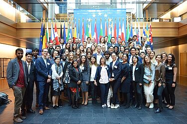 Some of the participants at the end of the tour of the European Parliament